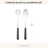 MACKENZIE-CHILDS Everyday Salad Serving Set, Stainless-Steel Salad Servers, Leather(Black)