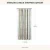 MACKENZIE-CHILDS Fabric Shower Curtain, Decorative Bathroom Shower Curtain with Eyelet Hang Holes, 72 Inches by 72 Inches, Pink-and-White Rosy Check(Sterling Check)