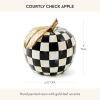 MACKENZIE-CHILDS Fruit Decor, Resin Home and Table Decor, Apple, Black-and-White Courtly Check(Apple)