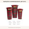 MACKENZIE-CHILDS Galvanized Flower Buckets, Decorative Metal Buckets, Spectator, Set of 3(Tartastic)