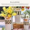 MACKENZIE-CHILDS Galvanized Flower Buckets, Decorative Metal Buckets, Spectator, Set of 3(White)