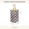 MACKENZIE-CHILDS Glass Soap Pump, Liquid Soap Dispenser, Black-and-White Courtly Check(Courtly Check)