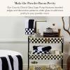 MACKENZIE-CHILDS Glass Soap Pump, Liquid Soap Dispenser, Black-and-White Courtly Check(Courtly Check)
