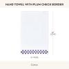 MACKENZIE-CHILDS Hand Towel, Cute Decorative Hand Towel for Bathroom and Kitchen, Black-and-White Black Check Border(Plum Check Border)