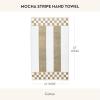 MACKENZIE-CHILDS Hand Towel, Cute Decorative Hand Towel for Bathroom and Kitchen, Blue-and-White Royal Check(Mocha Stripe)