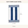 MACKENZIE-CHILDS Hand Towel, Cute Decorative Hand Towel for Bathroom and Kitchen, Blue-and-White Royal Check(Navy Stripe)
