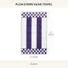 MACKENZIE-CHILDS Hand Towel, Cute Decorative Hand Towel for Bathroom and Kitchen, Blue-and-White Royal Check(Plum Stripe)