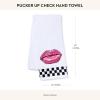 MACKENZIE-CHILDS Hand Towel, Cute Decorative Hand Towel for Bathroom and Kitchen, Blue-and-White Royal Check(Pucker Up Check)