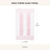 MACKENZIE-CHILDS Hand Towel, Cute Decorative Hand Towel for Bathroom and Kitchen, Blue-and-White Royal Check(Rosy Stripe)