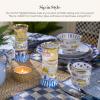 MACKENZIE-CHILDS Highball Glasses, Tall Drinking Glasses with Gold Rims, 15 Ounces, Set of 2, Go Fish(Go Fish)
