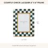 MACKENZIE-CHILDS Lacquer 4×6 Frame, Cute Rectangle Family Picture Frame, Gray-and-White Sterling Check(Courtly Check)