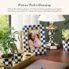 MACKENZIE-CHILDS Lacquer 4×6 Frame, Cute Rectangle Family Picture Frame, Gray-and-White Sterling Check(Courtly Check)