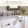 MACKENZIE-CHILDS Lacquer Soap Pump Dispenser, Decorative Liquid-Soap Dispenser for Bathroom or Kitchen, Gray-and-White Sterling Check(Coutrly Check)