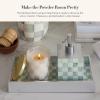 MACKENZIE-CHILDS Lacquer Soap Pump Dispenser, Decorative Liquid-Soap Dispenser for Bathroom or Kitchen, Gray-and-White Sterling Check(Sterling Check)