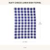 MACKENZIE-CHILDS Linen Dish Towel, Decorative Kitchen Towel, Tan Check(Navy Check)