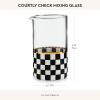 MACKENZIE-CHILDS Mixing Glass, Tall Cocktail Mixing Glass with Spout, Bar Accessory, 2.5 Cups, Gray-and-White Sterling Check(Courtly Check)