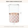 MACKENZIE-CHILDS Mixing Glass, Tall Cocktail Mixing Glass with Spout, Bar Accessory, 2.5 Cups, Gray-and-White Sterling Check(Royal Check)