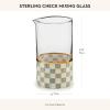 MACKENZIE-CHILDS Mixing Glass, Tall Cocktail Mixing Glass with Spout, Bar Accessory, 2.5 Cups, Gray-and-White Sterling Check(Sterling Check)