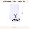 MACKENZIE-CHILDS Monogram Cotton Hand Towel, Cute Black-and-White Decorative Monogrammed Hand Towel for Bathroom or Kitchen, J(Y)