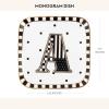 MACKENZIE-CHILDS Monogram Dish, Decorative Ceramic Letter Plate, 5 3/4″ Square, A(Monogram Dish – A)