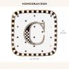 MACKENZIE-CHILDS Monogram Dish, Decorative Ceramic Letter Plate, 5 3/4″ Square, A(Monogram Dish – C)