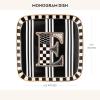 MACKENZIE-CHILDS Monogram Dish, Decorative Ceramic Letter Plate, 5 3/4″ Square, A(Monogram Dish – E)