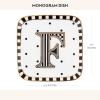 MACKENZIE-CHILDS Monogram Dish, Decorative Ceramic Letter Plate, 5 3/4″ Square, A(Monogram Dish – F)