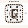 MACKENZIE-CHILDS Monogram Dish, Decorative Ceramic Letter Plate, 5 3/4″ Square, A(Monogram Dish – G)