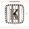MACKENZIE-CHILDS Monogram Dish, Decorative Ceramic Letter Plate, 5 3/4″ Square, A(Monogram Dish – K)
