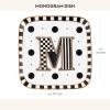 MACKENZIE-CHILDS Monogram Dish, Decorative Ceramic Letter Plate, 5 3/4″ Square, A(Monogram Dish – M)