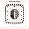 MACKENZIE-CHILDS Monogram Dish, Decorative Ceramic Letter Plate, 5 3/4″ Square, A(Monogram Dish – O)