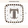 MACKENZIE-CHILDS Monogram Dish, Decorative Ceramic Letter Plate, 5 3/4″ Square, A(Monogram Dish – T)