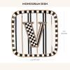MACKENZIE-CHILDS Monogram Dish, Decorative Ceramic Letter Plate, 5 3/4″ Square, A(Monogram Dish – V)