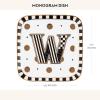 MACKENZIE-CHILDS Monogram Dish, Decorative Ceramic Letter Plate, 5 3/4″ Square, A(Monogram Dish – W)