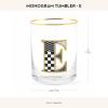 MACKENZIE-CHILDS Monogram Tumbler, Glass Tumbler with Letter, 14 Ounces, J(E)