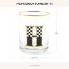 MACKENZIE-CHILDS Monogram Tumbler, Glass Tumbler with Letter, 14 Ounces, J(H)