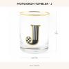 MACKENZIE-CHILDS Monogram Tumbler, Glass Tumbler with Letter, 14 Ounces, J(J)
