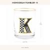 MACKENZIE-CHILDS Monogram Tumbler, Glass Tumbler with Letter, 14 Ounces, J(K)