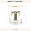 MACKENZIE-CHILDS Monogram Tumbler, Glass Tumbler with Letter, 14 Ounces, J(T)