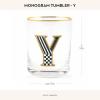 MACKENZIE-CHILDS Monogram Tumbler, Glass Tumbler with Letter, 14 Ounces, J(Y)