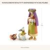 MACKENZIE-CHILDS Patience Brewster Nativity Figurine, Christmas Nativity Home Decor, Palm Tree(Shepherdess with Dog)