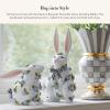 MACKENZIE-CHILDS Patience Brewster Periwinkle Peony Rabbit Figurine, Spring Rabbit Decor, Standing