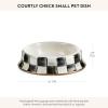 MACKENZIE-CHILDS Pet Bowl, Cute Cat and Dog Bowl for Food and Water, Blue-and-White Royal Check, Small(Courtly Check)