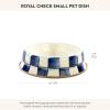 MACKENZIE-CHILDS Pet Bowl, Cute Cat and Dog Bowl for Food and Water, Blue-and-White Royal Check, Small(Royal Check)