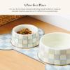 MACKENZIE-CHILDS Pet Bowl, Cute Cat and Dog Bowl for Food and Water, Blue-and-White Royal Check, Small(Sterling Check)
