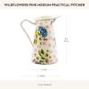 MACKENZIE-CHILDS Practical Enamel Pitcher with Spout, Drink Pitcher for Iced Tea or Water, Flower Vase, Medium, Pink Wildflowers(Wildflowers Pink)