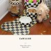 MACKENZIE-CHILDS Pup Placemat, Cute Pet-Food Mat for Dog Bowls and Cat Bowls, Black-and-White Courtly Check(Courtly Check)