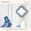 MACKENZIE-CHILDS Quatriflower Small Wall Mirror, Diamond Mirror Wall Decor, Blue-and-White Royal(Royal Check)