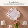 MACKENZIE-CHILDS Quatriflower Small Wall Mirror, Diamond Mirror Wall Decor, Blue-and-White Royal(Sterling Check)