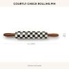 MACKENZIE-CHILDS Rolling Pin, Decorative Roller Pin for Baking, Cute Baking Supplies, Blue-and-White Royal Check(Courtly Check)